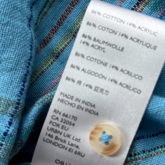 NWT Anthropologie Pilcro The Serena Surf Plaid Popover Top Womens Large Blue - Picture 9 of 13